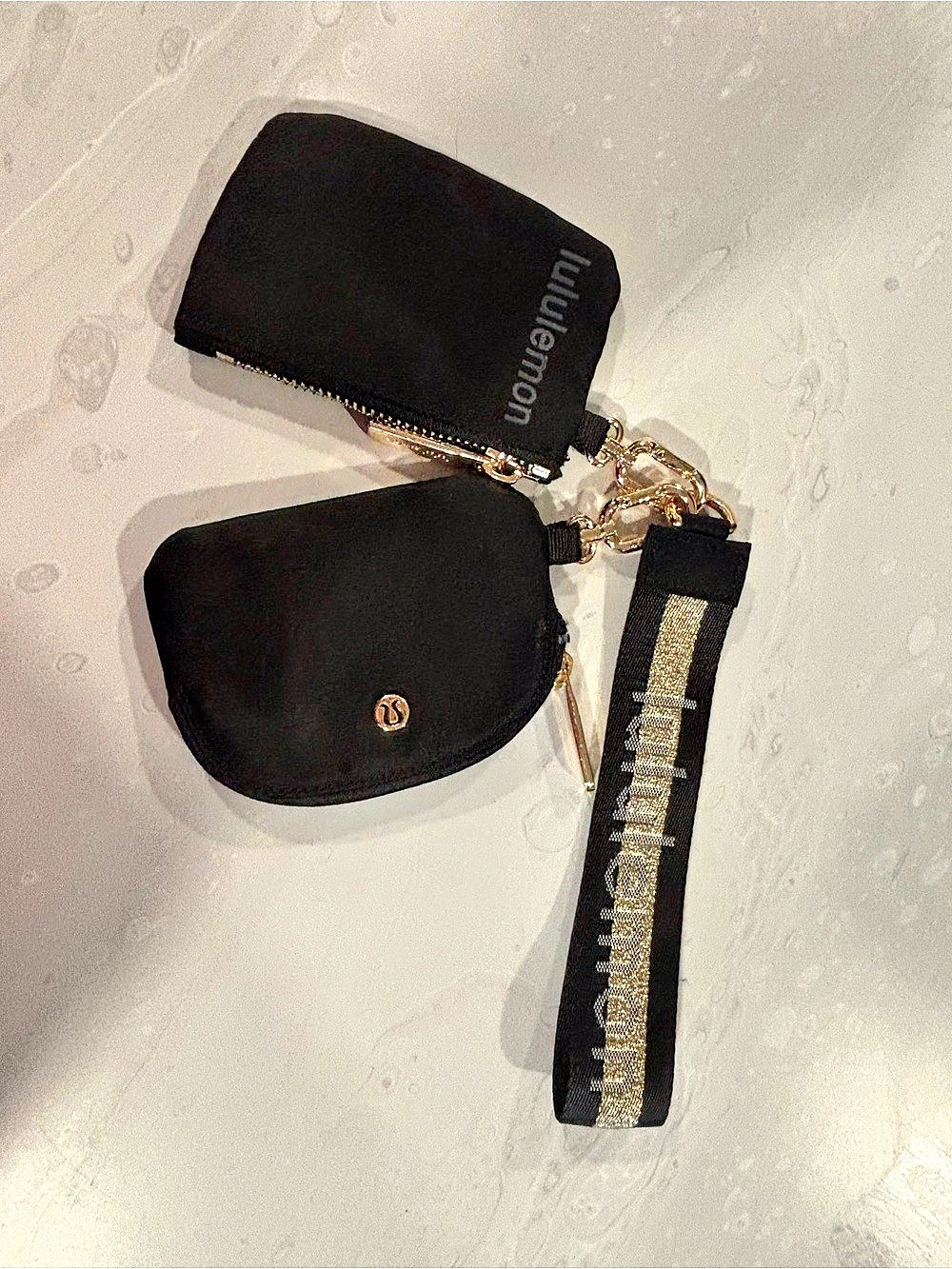 lululemon Dual Pouch Wristlet Crossbody Black & Gold
